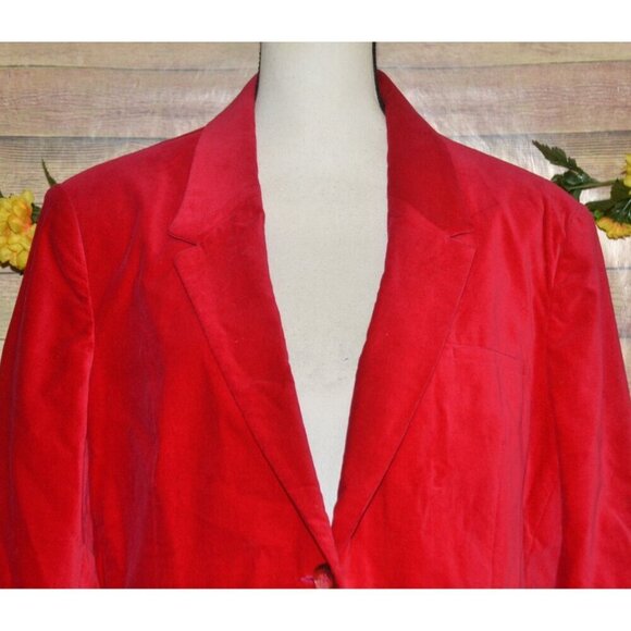 Vintage Womens 20 Red Velvet Double Button Blazer Jacket Holiday Party Christmas - Picture 2 of 10